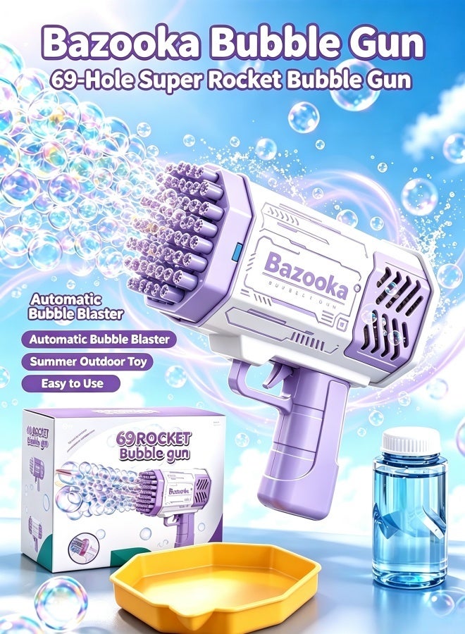 Upgraded Light Bubble Gun 69 Holes Include Bubble Fluid, Children Indoor Outdoor Summer Birthday Toy Gift - Image 1