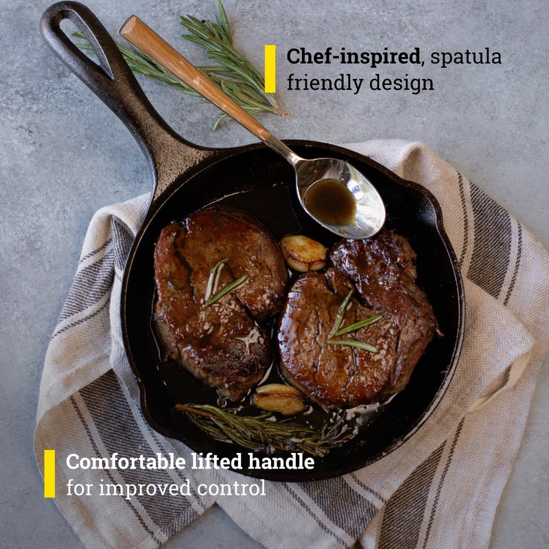 Lodge 8" Cast Iron Skillet - Chef Collection - Perfect Sear - Ergonomic Handles - Superior Heat Retention - Cast Iron Cookware & Skillet - Image 3