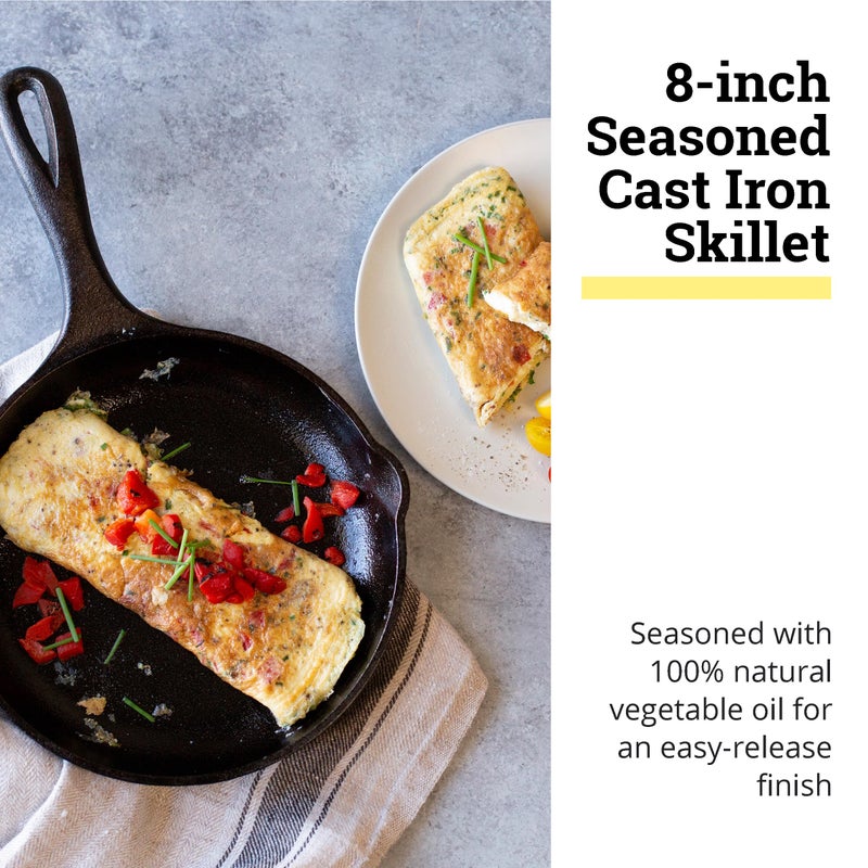 Lodge 8" Cast Iron Skillet - Chef Collection - Perfect Sear - Ergonomic Handles - Superior Heat Retention - Cast Iron Cookware & Skillet - Image 2