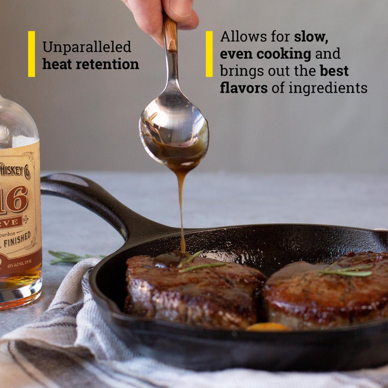 Lodge 8" Cast Iron Skillet - Chef Collection - Perfect Sear - Ergonomic Handles - Superior Heat Retention - Cast Iron Cookware & Skillet - Image 4