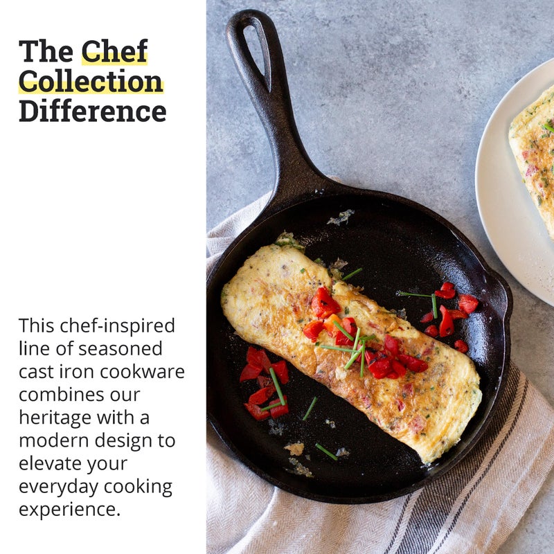 Lodge 8" Cast Iron Skillet - Chef Collection - Perfect Sear - Ergonomic Handles - Superior Heat Retention - Cast Iron Cookware & Skillet - Image 5