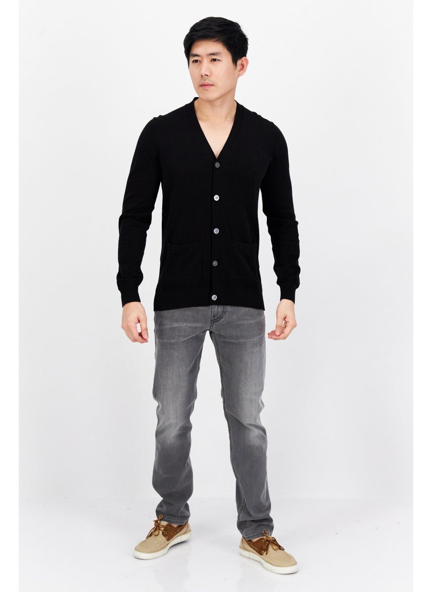 Lyle & Scott - كارديجان محاك بالصدر على شكل V للرجال، أسود - Image 1