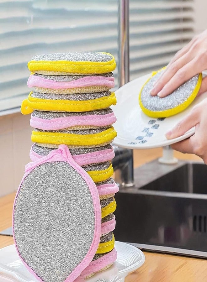 AJKN 2-in-1 Dishwashing Scrub & Sponge, Multi-Purpose Dual-Textured Kitchen Cleaner, Durable, Easy-to-Use Multi-Color Sponge for Dishes, Cookware, and Surfaces [ Pack of 5 Piece ] - Image 1