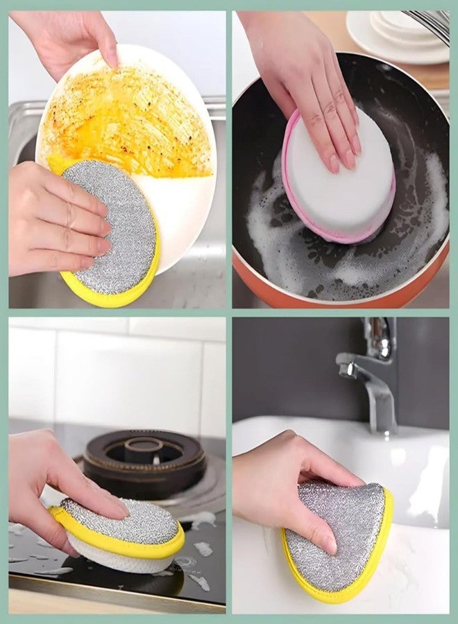 AJKN 2-in-1 Dishwashing Scrub & Sponge, Multi-Purpose Dual-Textured Kitchen Cleaner, Durable, Easy-to-Use Multi-Color Sponge for Dishes, Cookware, and Surfaces [ Pack of 5 Piece ] - Image 2