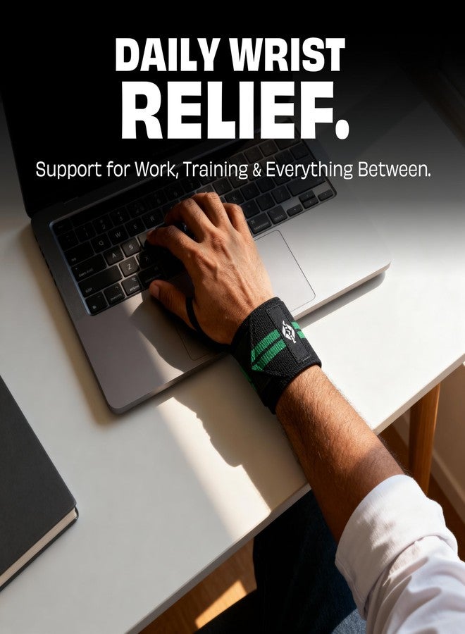 Nivia Wrist Supporter with Thumb Loop for Men & Women, wrist band for gym workout, Compression Band for Gym, Fitness, Weightlifting & Sports Injury Protection (Green/Black), Available In Pair - Image 5