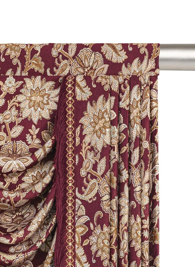 Loom and Mill Embroidered Floral Waterfall Valance for Living Room Bedroom, Vintage Jacquard Swag Window Valances with Tassels, Luxury Swag Curtains for Banquet Holiday Decoration(W79Inch,1 Panel) - Image 5