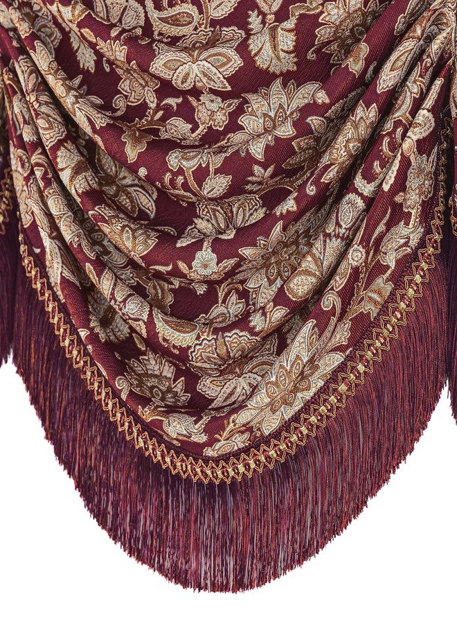 Loom and Mill Embroidered Floral Waterfall Valance for Living Room Bedroom, Vintage Jacquard Swag Window Valances with Tassels, Luxury Swag Curtains for Banquet Holiday Decoration(W79Inch,1 Panel) - Image 3