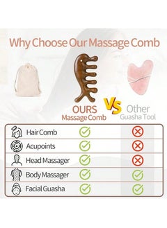 KHAJUL 3-Pieces Wooden Scalp Massage Comb Set, Sandalwood Disc, Scalp Massager Tools, Root Blow Dryer and Oil Hair Growth Stimulator Decorative Tools - Natural Wide Tooth Sandal Straw Comb - Manual Scalp Massager Tools  - Image 2