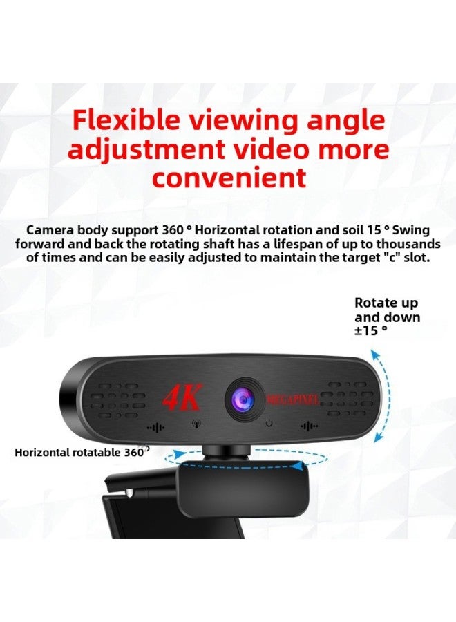 HD Computer Photography Headband Microphone Audio Three-in-One Live Postgraduate Entrance Examination Re-examination Online Meeting Camera-Color:Ultra-clear Metal Black Camera + 1.6m Floor Stand - Image 5