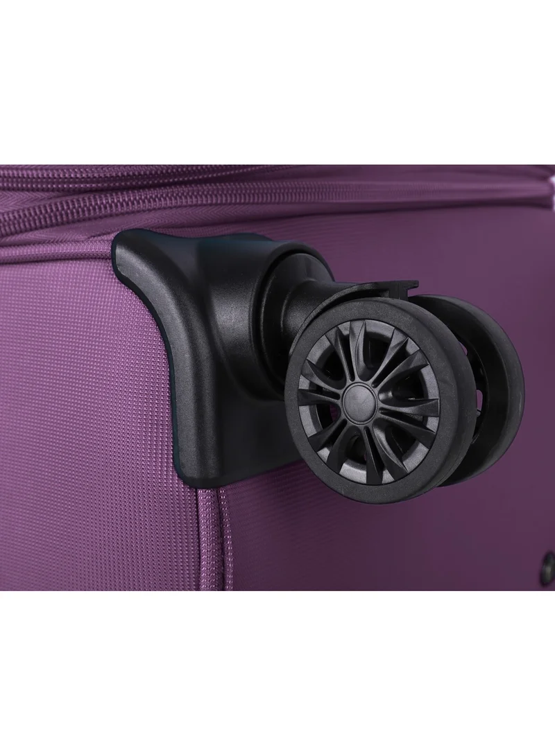 eminent Expandable Luggage Trolley Bag Soft Suitcase for Unisex Travel Polyester Shell Lightweight with TSA lock Double Spinner Wheels E765SZ Medium Checked 24 Inch Purple