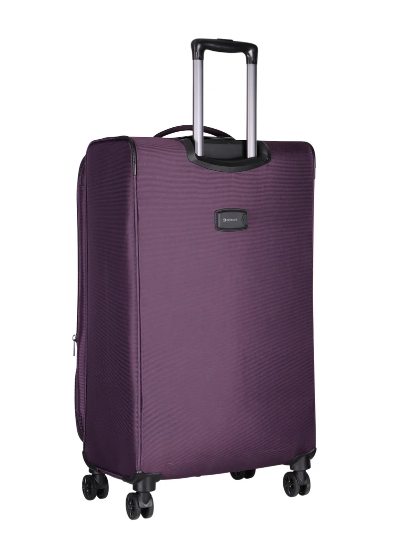 إيمينينت Expandable Luggage Trolley Bag Soft Suitcase for Unisex Travel Polyester Shell Lightweight with TSA lock Double Spinner Wheels E765SZ Medium Checked 24 Inch Purple