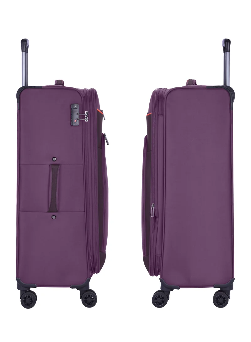 eminent Expandable Luggage Trolley Bag Soft Suitcase for Unisex Travel Polyester Shell Lightweight with TSA lock Double Spinner Wheels E765SZ Medium Checked 24 Inch Purple