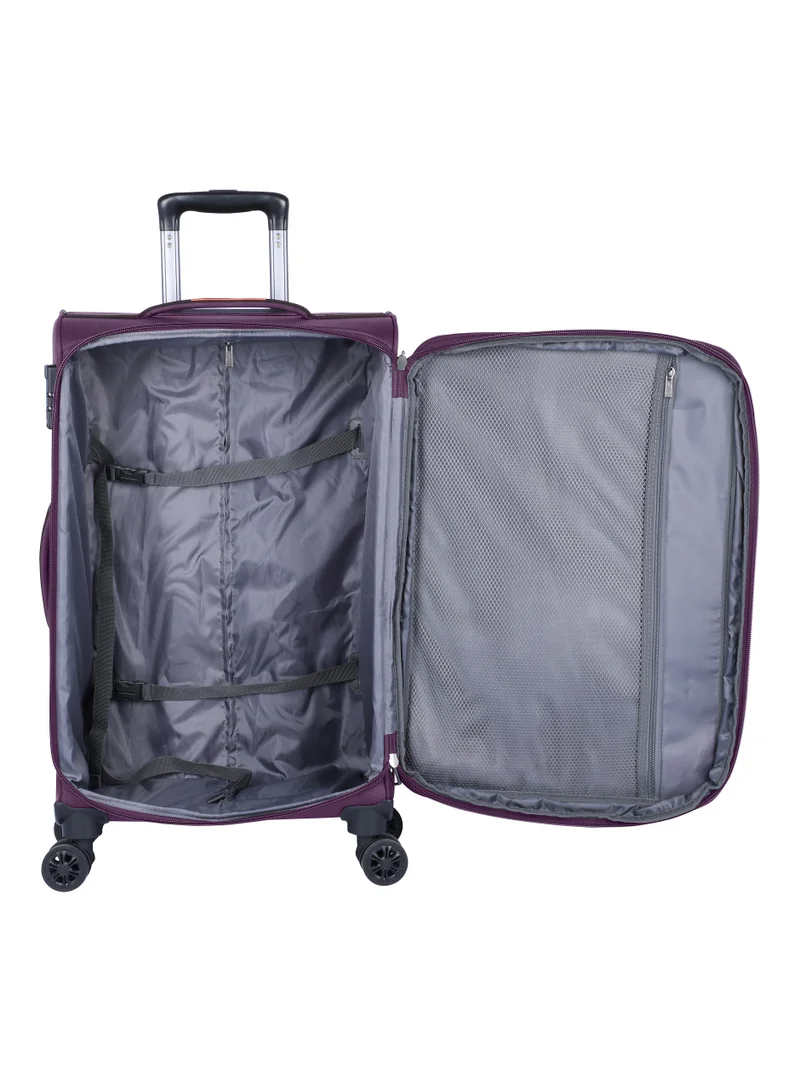 eminent Expandable Luggage Trolley Bag Soft Suitcase for Unisex Travel Polyester Shell Lightweight with TSA lock Double Spinner Wheels E765SZ Medium Checked 24 Inch Purple