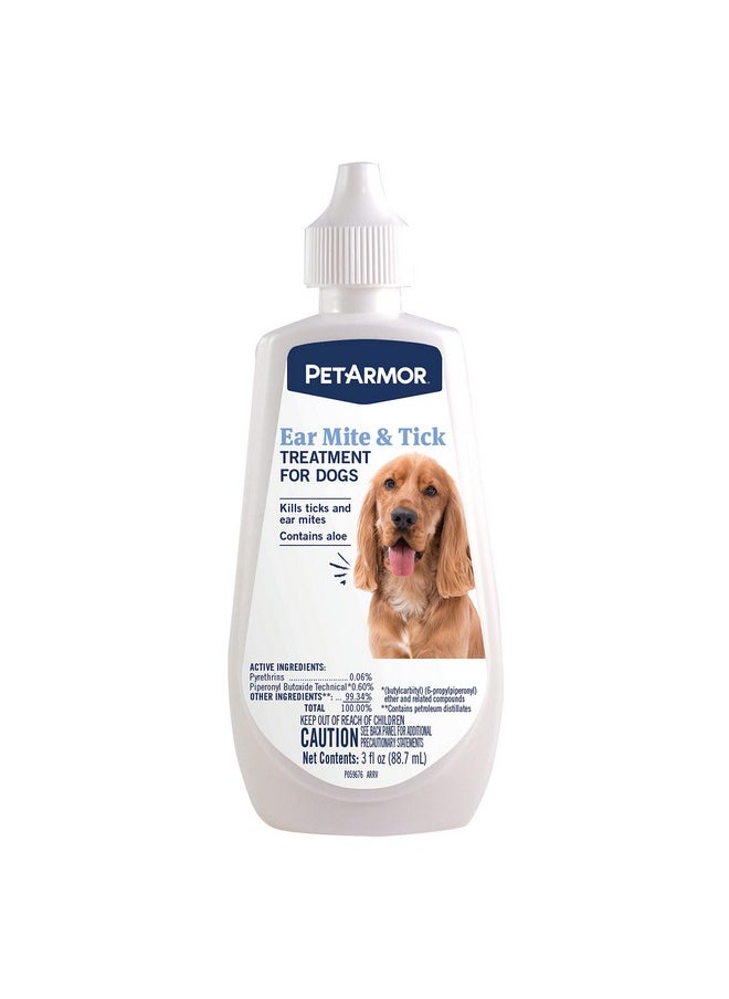 PetArmor PetArmor Ear Mite Treatment for Dogs, Ear Mite Medicine Kills Ticks and Ear Mites to Relieve Itchiness, Sooths Ears with Aloe, 3oz  - Image 1