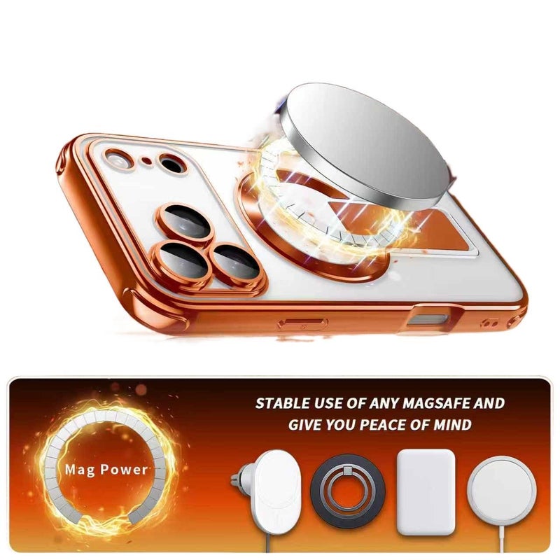 TPU MagSafe Case for iPhone 16 / 16 Plus / 16 Pro / 16 Pro Max with Shockproof and Drop Protection plus Shockproof plus Kickstand plus Strong Magnetic in Orange - Image 4