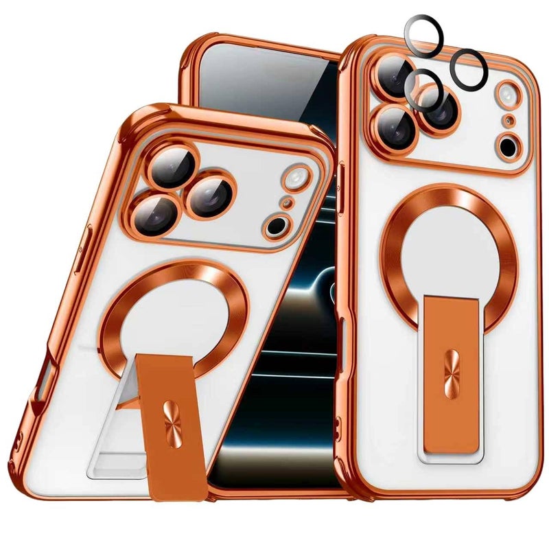 TPU MagSafe Case for iPhone 16 / 16 Plus / 16 Pro / 16 Pro Max with Shockproof and Drop Protection plus Shockproof plus Kickstand plus Strong Magnetic in Orange - Image 1