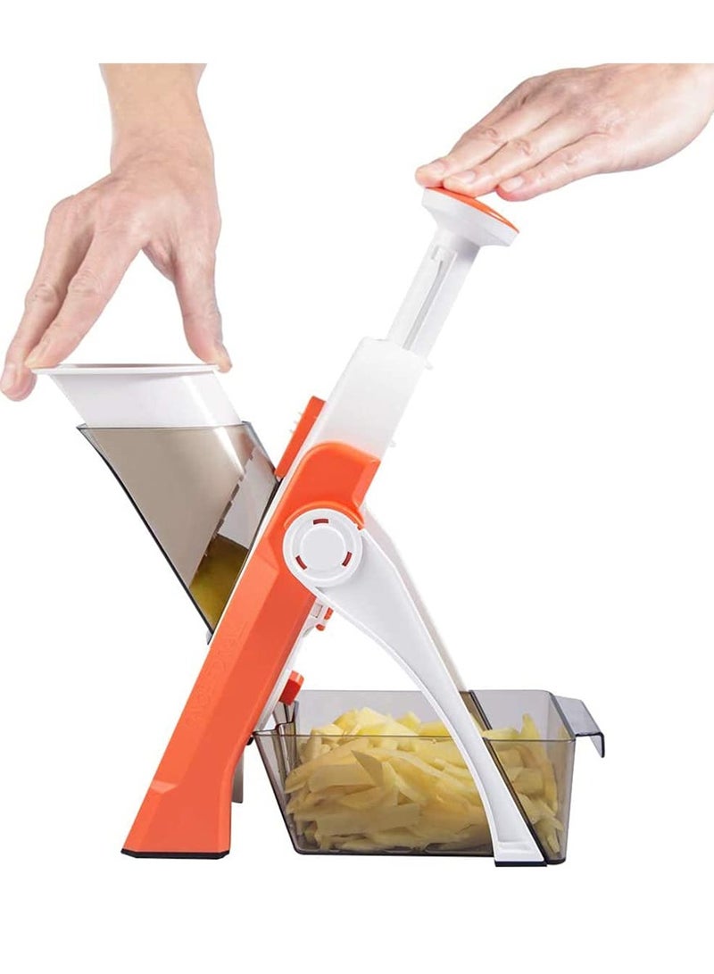 شواي 5 في 1 قطاعة خضروات متعددة الوظائف، قطاعة خضار مندولين، سمك قابل للتعديل، قطاعة بطاطس وبصل، قطاعة مستقيمة، قطاعة فواكه، أدوات مطبخ الطعام - Image 1