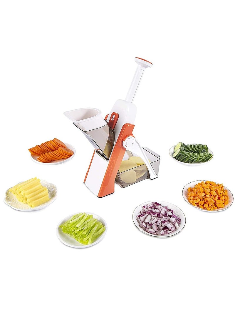 شواي 5 في 1 قطاعة خضروات متعددة الوظائف، قطاعة خضار مندولين، سمك قابل للتعديل، قطاعة بطاطس وبصل، قطاعة مستقيمة، قطاعة فواكه، أدوات مطبخ الطعام - Image 5