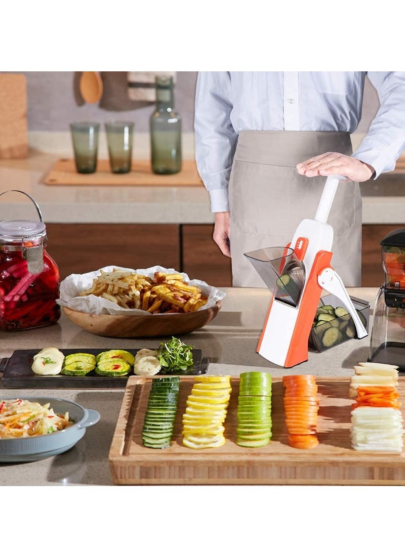 شواي 5 في 1 قطاعة خضروات متعددة الوظائف، قطاعة خضار مندولين، سمك قابل للتعديل، قطاعة بطاطس وبصل، قطاعة مستقيمة، قطاعة فواكه، أدوات مطبخ الطعام - Image 4
