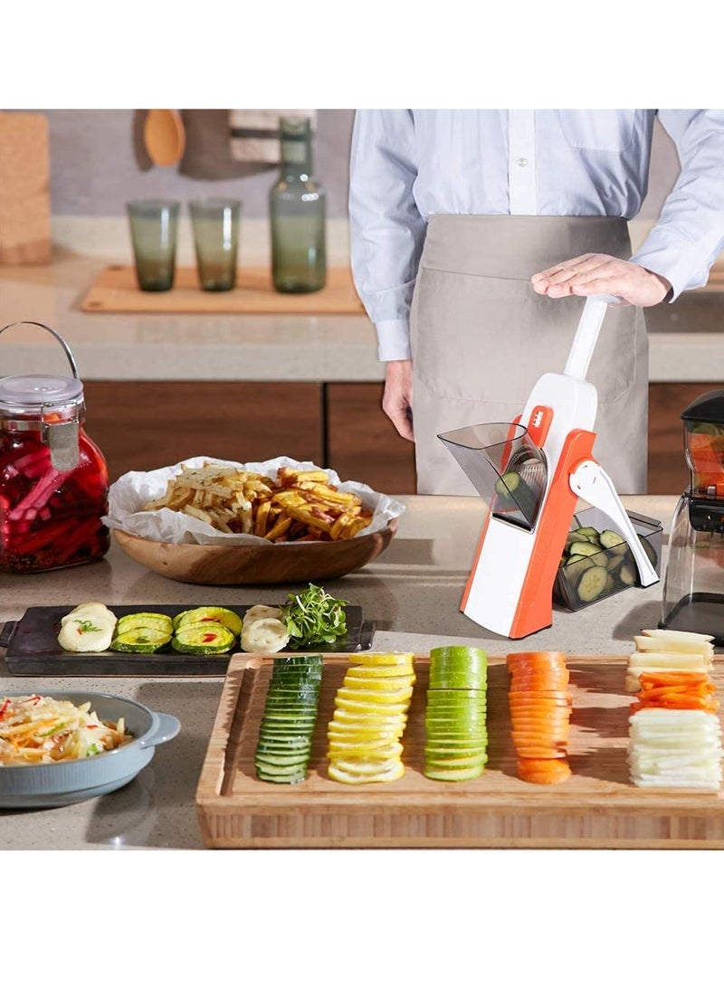 شواي 5 في 1 قطاعة خضروات متعددة الوظائف، قطاعة خضار مندولين، سمك قابل للتعديل، قطاعة بطاطس وبصل، قطاعة مستقيمة، قطاعة فواكه، أدوات مطبخ الطعام - Image 3