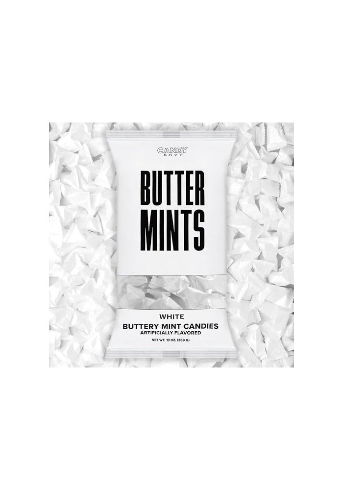 Candy Envy  White Wrapped Buttermints  13 oz Bag  100 Individually Wrapped White Candy Mints - Image 1