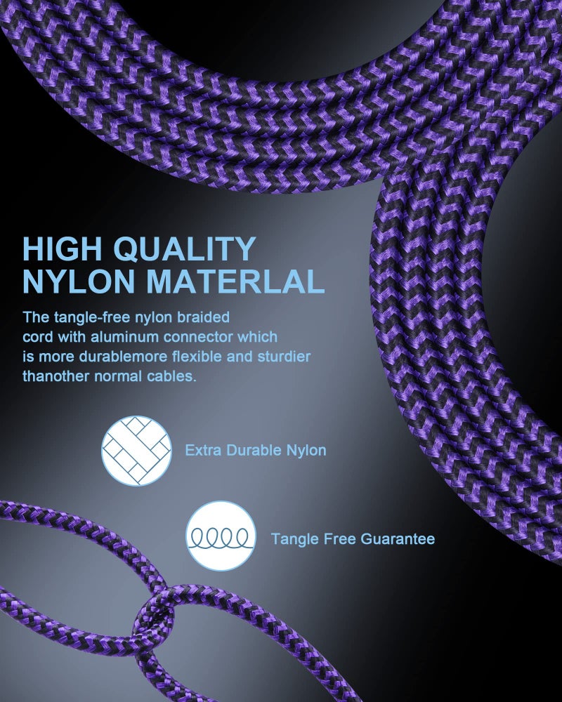 Haoano Multi Charger Cable with Lightning USB C Port 2 in 1 Nylon Braided Multiple USB Cable Fast Charging Cord for iPhone/Android Devices for iPhone 16 15 Pro Max Plus 14 13 12 11, iPad, Samsung, Google-4FT - Image 4
