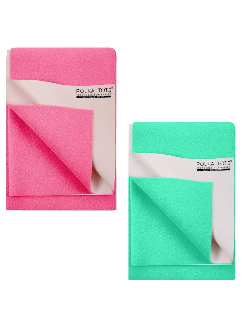 Polka Tots POLKA TOTS Waterproof & Reusable Baby Bed Protector Absorbent Mat Dry Sheet for New Born Infants, Pack of 2 (Peach & Mint, 140 X 200 CM, Extra Large)  - Image 1