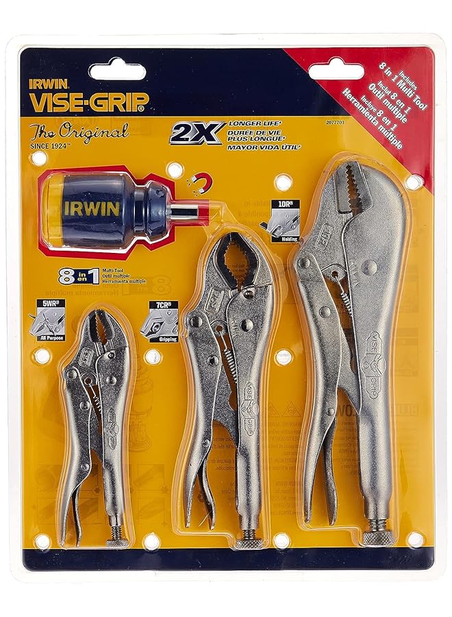 IRWIN 2077703 Vise Grip Fast Release Locking Pliers Set With Free 8 In 1 Multi Tool 3 Piece One Size - Image 1