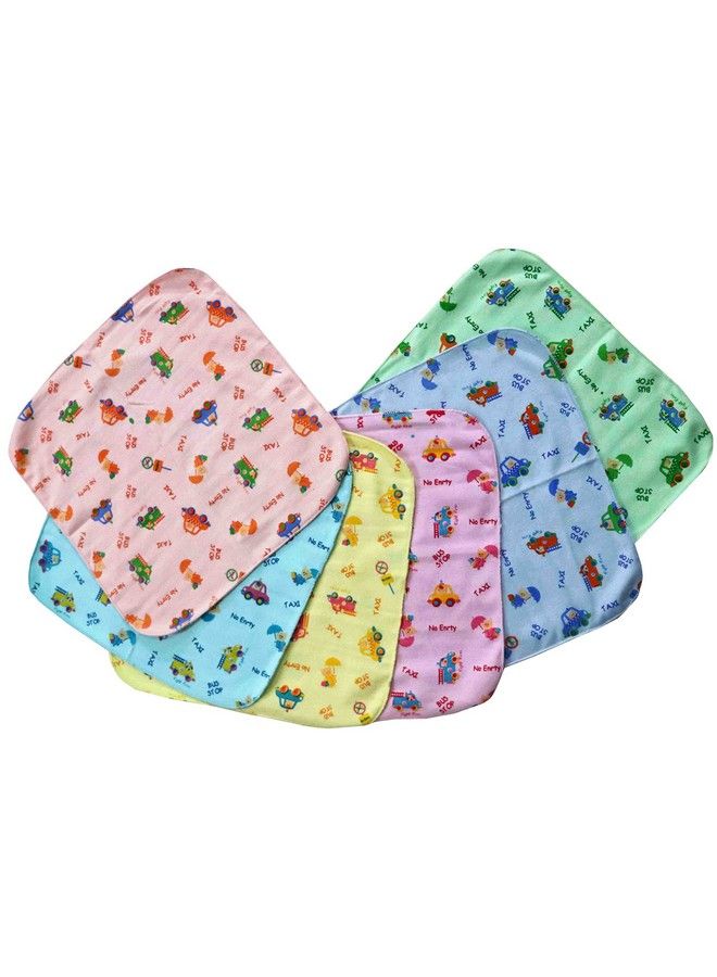 Annapurna Sales Pure Soft Cotton New Born Baby Face Towels Or Napkins Combo Pack Of 6 Pcs Pink Blue Green Yellow Peach Size 11 X 11 Inch - Image 1