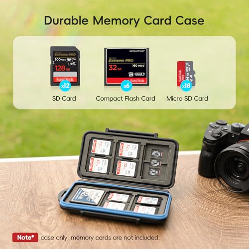 JJC Memory Card Case for 6 Cfast Compact Flash Cards 12 SD Cards 18 Micro SD Cards WaterResistant SD CF Card Holder with A Free Carabiner - Image 3