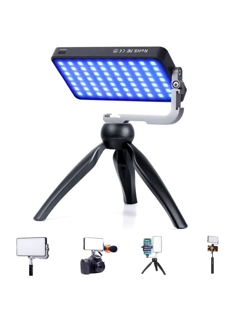 SYOSI Pocket RGB Camera Light, Full Color Gamut LED Light 360-Degree RGB Light Aluminum Alloy Camera Light 2600-10000K Full Spectrum RGB Light 9 Light Effects RGB Light with Aluminum Alloy Body  - Image 1