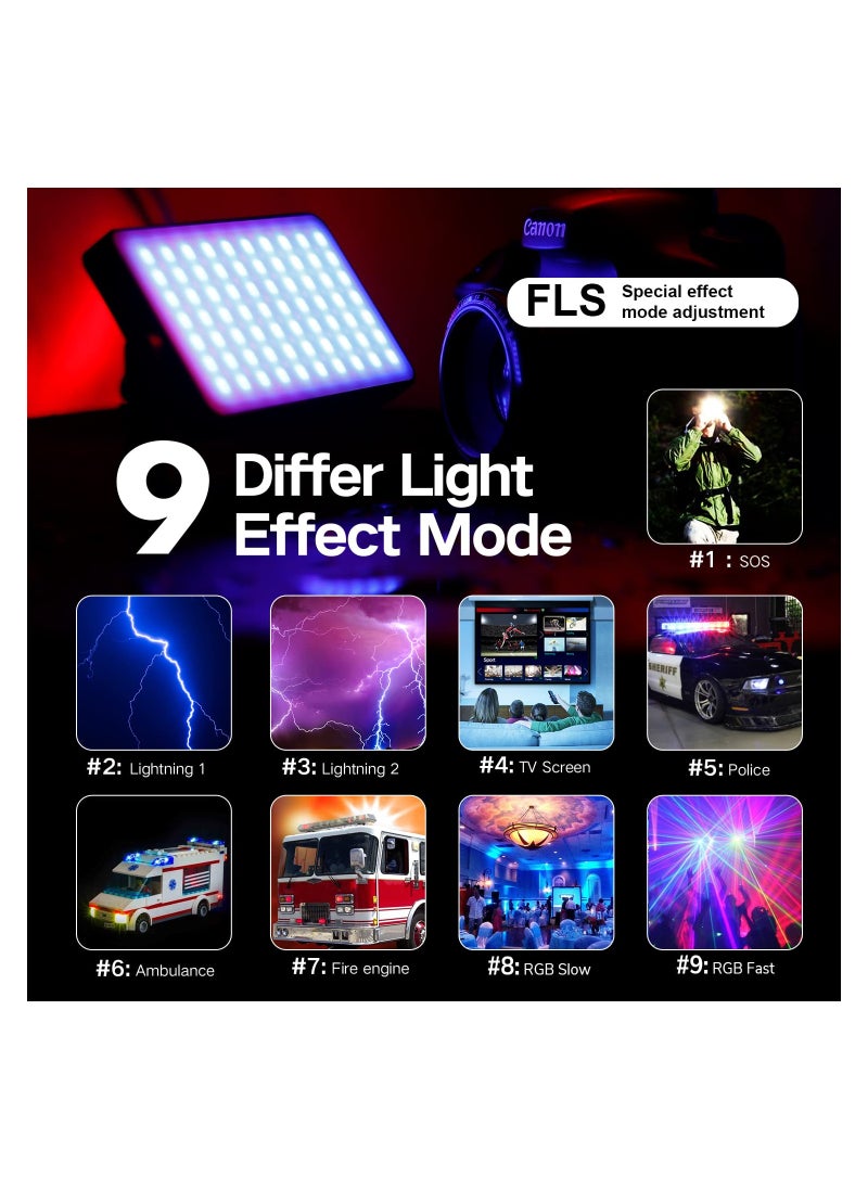 SYOSI Pocket RGB Camera Light, Full Color Gamut LED Light 360-Degree RGB Light Aluminum Alloy Camera Light 2600-10000K Full Spectrum RGB Light 9 Light Effects RGB Light with Aluminum Alloy Body  - Image 2