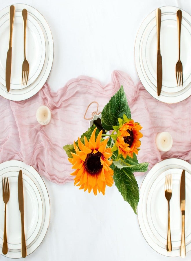 Dekafri Dusty Pink Cheesecloth Table Runner 12 Pack 120 Inch Cheese Cloth Table Runner 10ft Long Gauze Table Runners for Wedding Decor Bridal Shower Baby Shower Party Table Decorations - Image 4