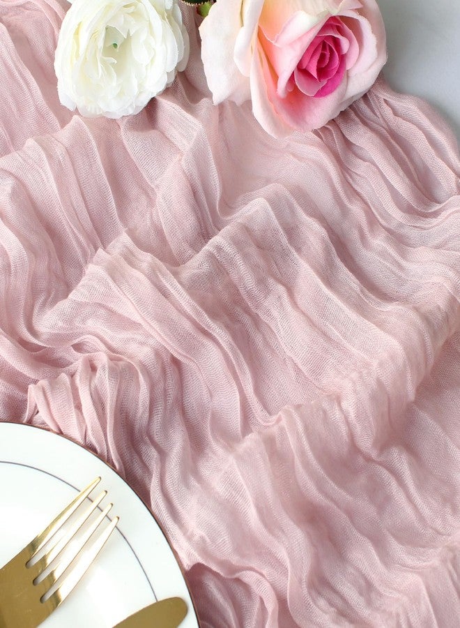 Dekafri Dusty Pink Cheesecloth Table Runner 12 Pack 120 Inch Cheese Cloth Table Runner 10ft Long Gauze Table Runners for Wedding Decor Bridal Shower Baby Shower Party Table Decorations - Image 2