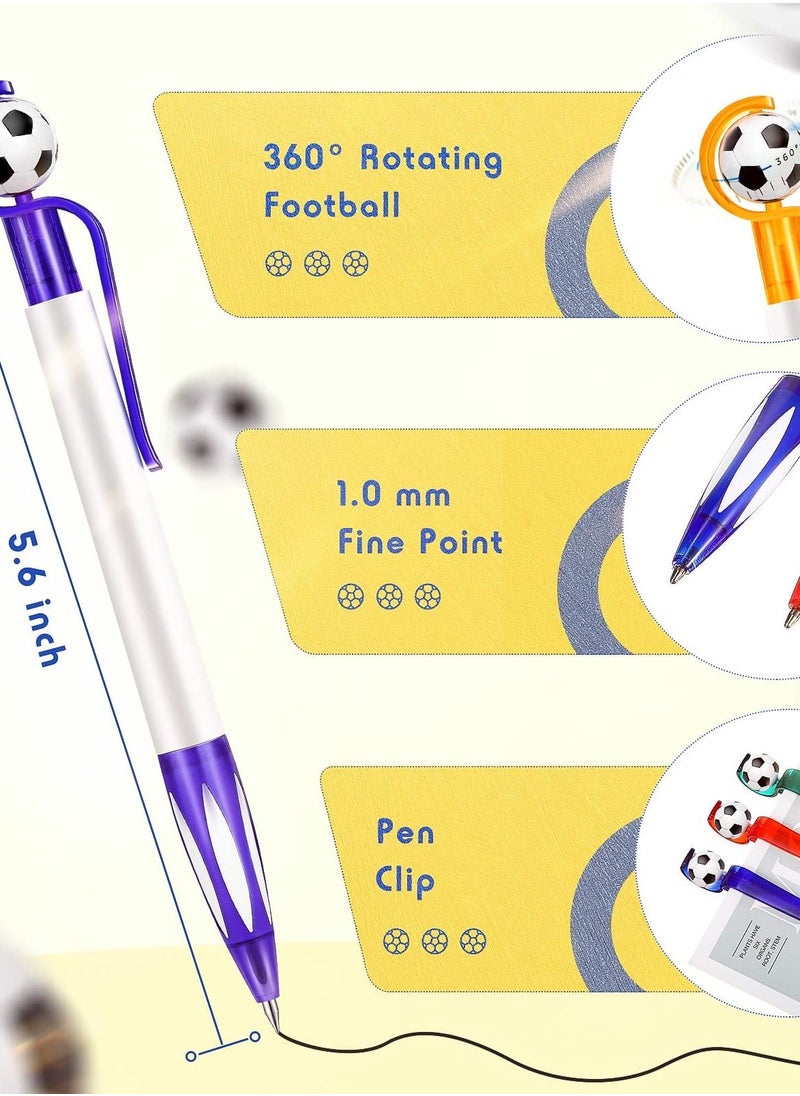 Excefore 20 Pcs Soccer Shape Ballpoint Pens with Soft Grip, Multicolor Retractable Pens with Black Ink, Perfect for School, Football Fans, 5 Colors Included (Simple)  - Image 3