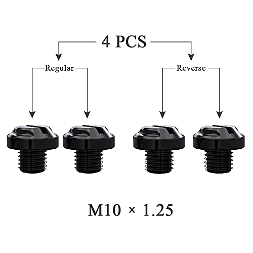 AVERZELLA 4pcs CNC Motorcycle Mirror Hole Plugs Screws Bolts 2 Regular+2 Reverse M10x1.25 (black, M10>2 regular + 2 reverse) - Image 2