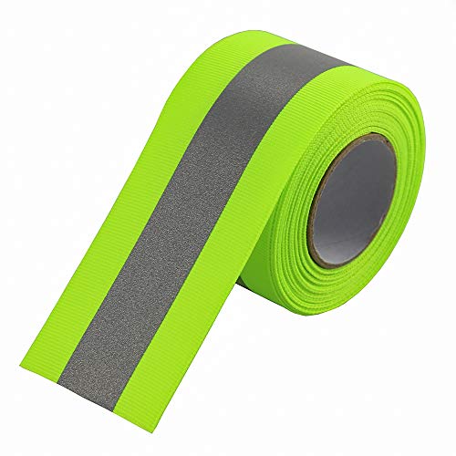 JINBING Silver Sew On Reflective Tape for Chothing Safety Fabric Webbing Trim Strip Green 2" x 16ft - Image 5