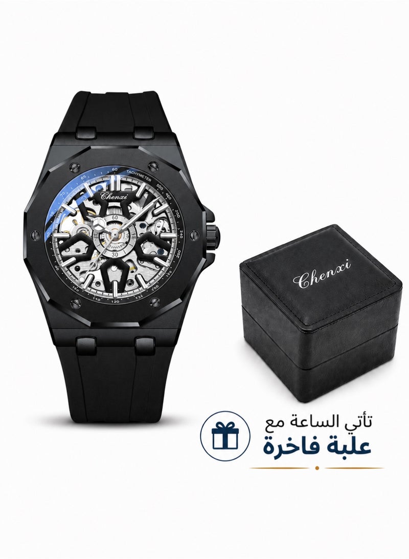 Chenxi Men’s Mechanical Wrist Watch with Luxury Modern Design, Water Resistant, Scratch-Resistant Glass, Silicone Strap with Elegant Box - Image 1
