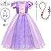 G.C GC Girls Princess Dress Costume with Wig Toddler Princess Dress Up Clothes Kids Crown Wand Halloween Cosplay Birthday Gifts - Image 2