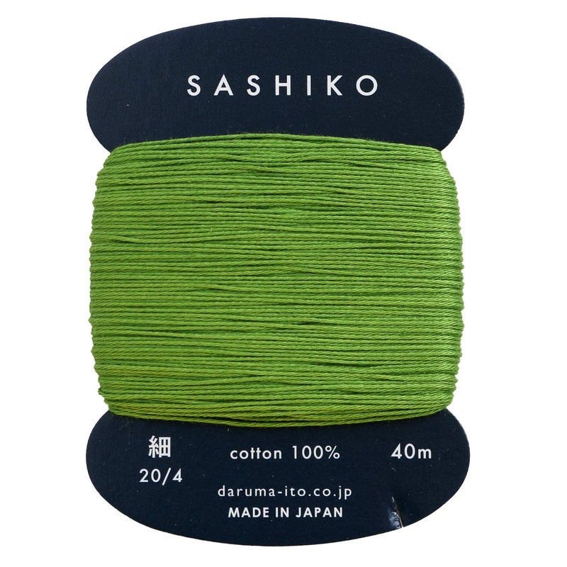 Yokota Daruma Sashiko Thread Single and Variegated Color Spring Green Thin 40M Card