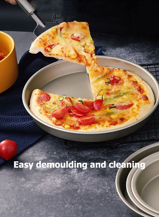 JOYBOS مجموعة صينية فرن دائرية عميقة مكونة من 5 صواني خبز بيتزا من الفولاذ الكربوني عالي الجودة للبيتزا والمعجنات والحلويات، صينية خبز، صينية كيك عالية السمك، صفائح خبز غير لاصقة - Image 2