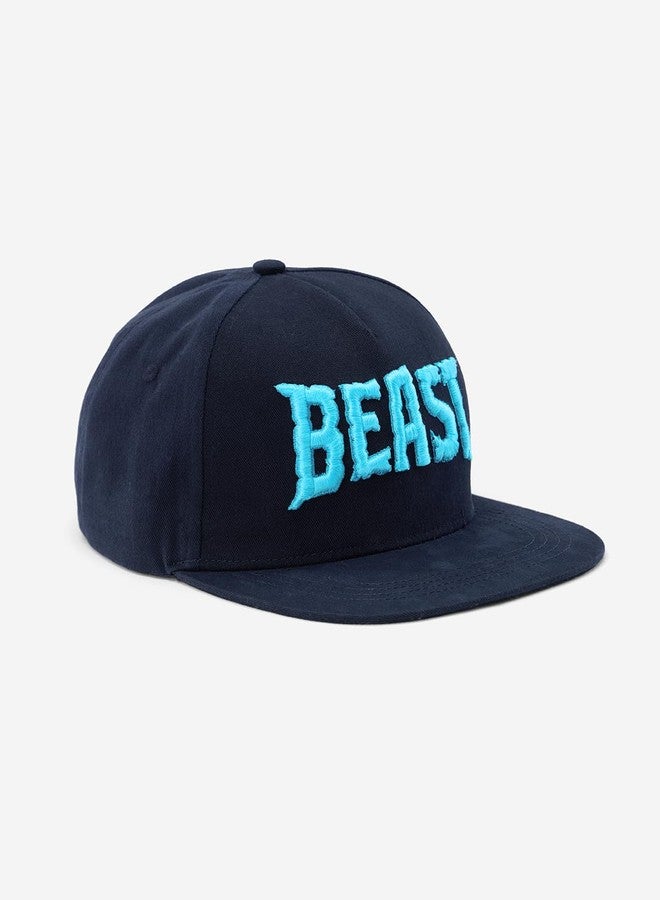The Souled Store Snapback: Beast Unisex Navy Blue Embroidered Free Size Coton Flat Brim Snapback Caps - Image 3