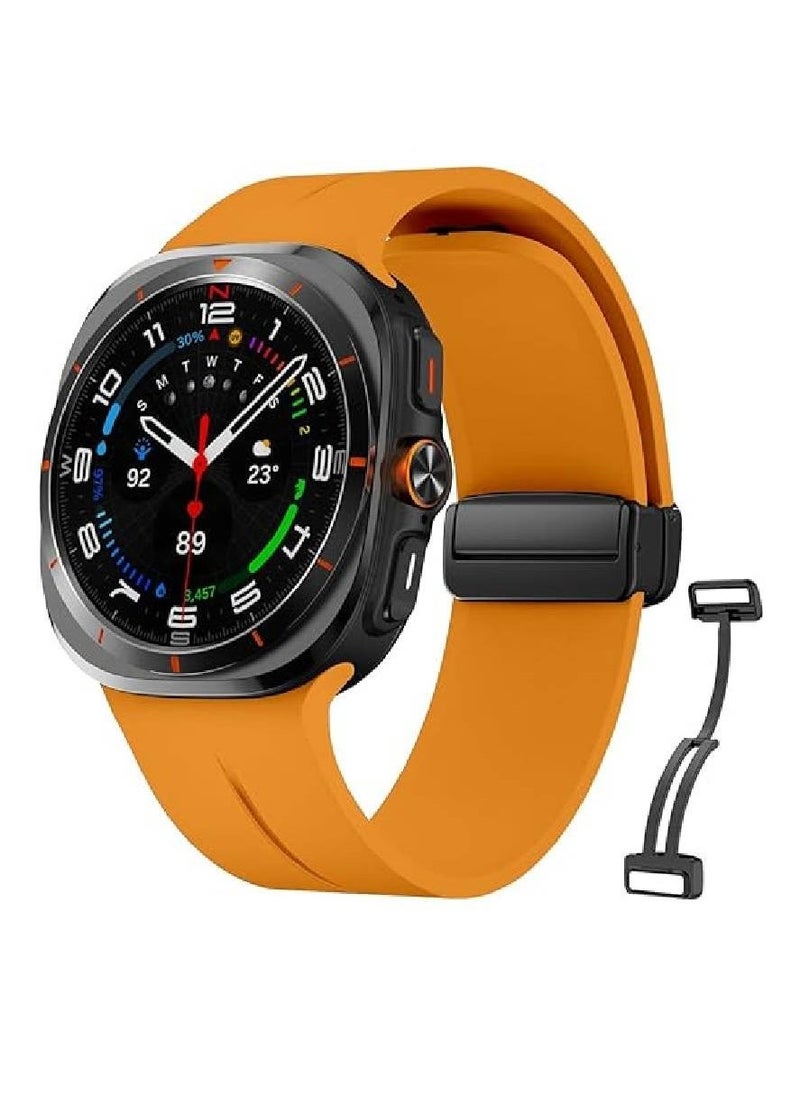 Beauenty Soft Silicone Watch Band with Magnetic Buckle Sport Watch Strap for Samsung Galaxy Watch Ultra Bands 47mm, Magnetic Silicone Band Compatible with Galaxy Watch 7 Ultra Band (Yellow) - Image 1