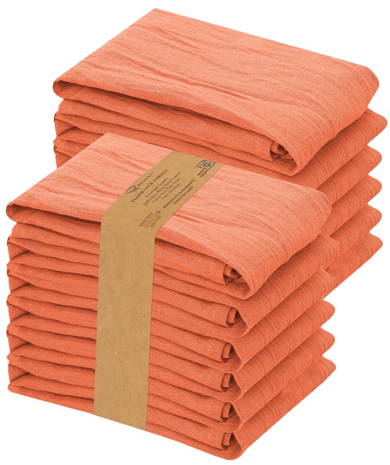 Ruvanti RUVANTI Flour Sack Towels 12 Pack 28 x 28 Inches Ring Spun 100 Cotton Dish Towel Machine Washable Absorbent  Flour Sack Kitchen Towels for Drying and Cleaning Orange 
