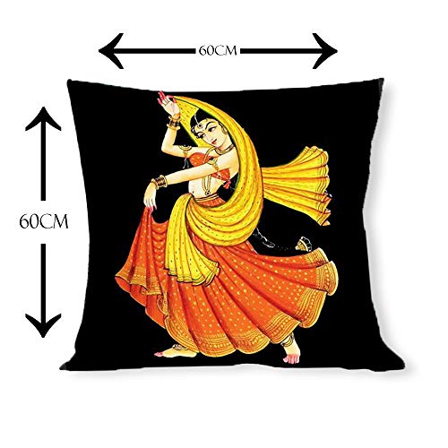 IM FAB Traditional Black Printed Canvas Cotton 200TC Cushion Cover Set of 5 Pcs (24 X 24 Inches or 60 X 60 cms) - Image 3