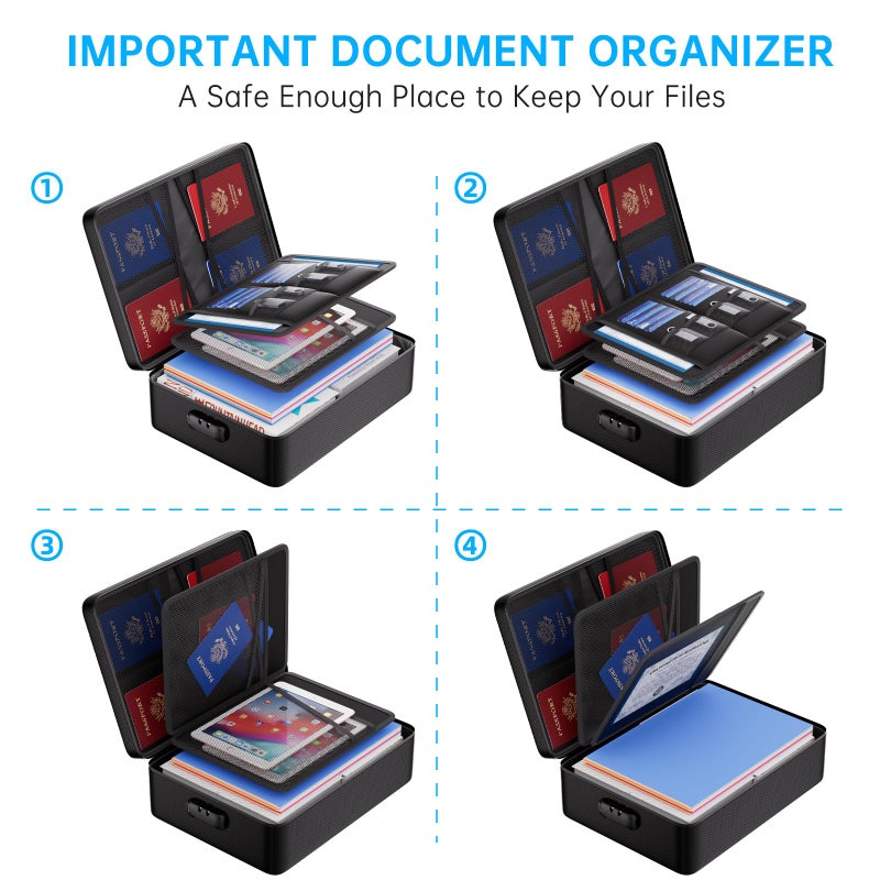 ENGPOW Fireproof Document Bag with Lock,File Organizer Set with Zipper Money Case,5 Layers Protection Fireproof Safe Storage for Important Documents,Passport,Laptop,14.2"*10.6"*4",Soft Case - Image 5
