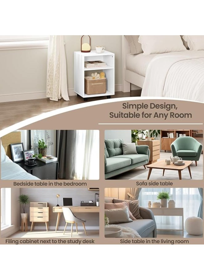 MODERN HOME Compact White Printer Cabinet with Wheels – 2 Open Compartments for Office & Home Storage, Multi-Functional Trolley.  - Image 3