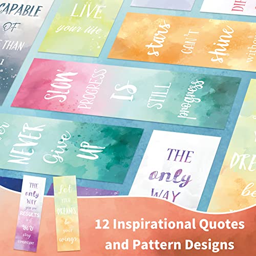 Anseal 60 PCS Inspirational Bookmarks for Women Men, 12 Styles Encouraging Bookmark for Kids Students, Positive Bookmarks Bulk for Reading Lovers Teachers School Home - Image 3