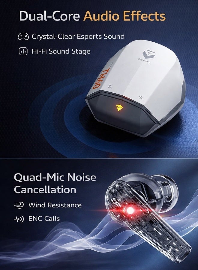 Machenike TH60 Gaming Earbuds TWS Earphones Bluetooth 5.4 – Ultra Low Latency No Delay Wireless Gaming AirPods, Dual Sound Modes (Gaming & Music), ENC Microphone, Immersive Stereo Sound, IPX5 Water Resistant, Long Battery Life with Charging Case, USB-C Fast Charging, Earphones Bluetooth – Compatible with RedMagic, iPhone, iPad, Android, Samsung & Laptops - Image 4