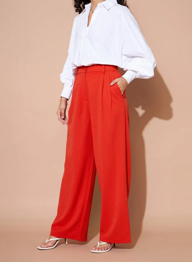 SASSAFRAS Fold Pleat Wide Leg Pants with Belt Loops by Styli